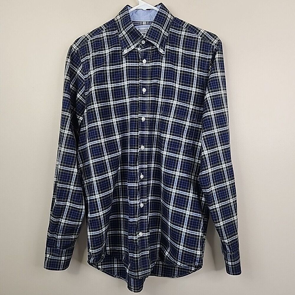 Emanuel Berg Long Sleeve Tattersall Luxury Button Down 15 3/4